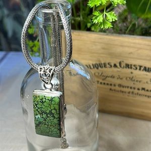 Sterling silver and huge stone pendant necklace